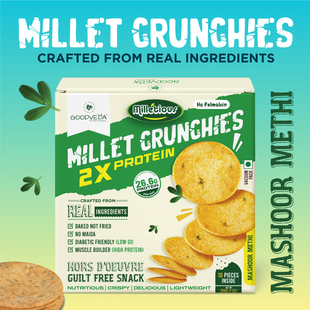 Mashoor Methi Flavor - Millet Crunchies The Ultimate Healthy Snack for Diabetic Support, Weight Management, and Gut Health