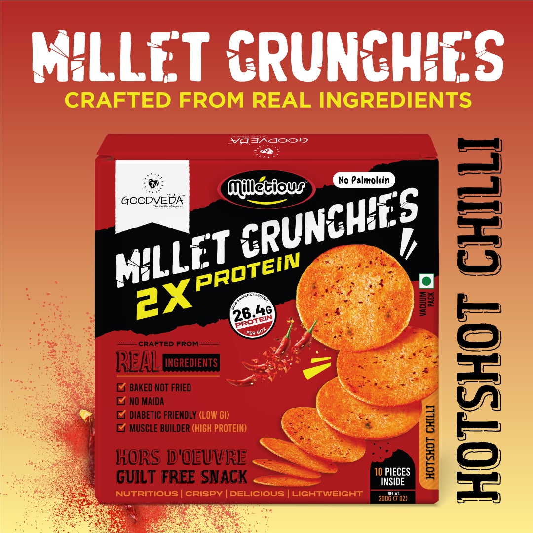 Hotshot Chili Flavor - Millet Crunchies The Ultimate Healthy Snack for Diabetic Support, Weight Management, and Gut Health.