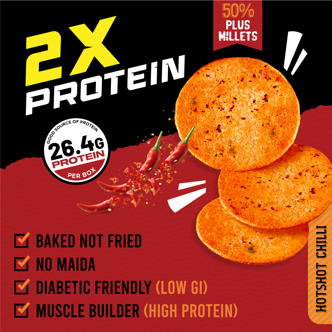 Hotshot Chili Flavor - Millet Crunchies The Ultimate Healthy Snack for Diabetic Support, Weight Management, and Gut Health.