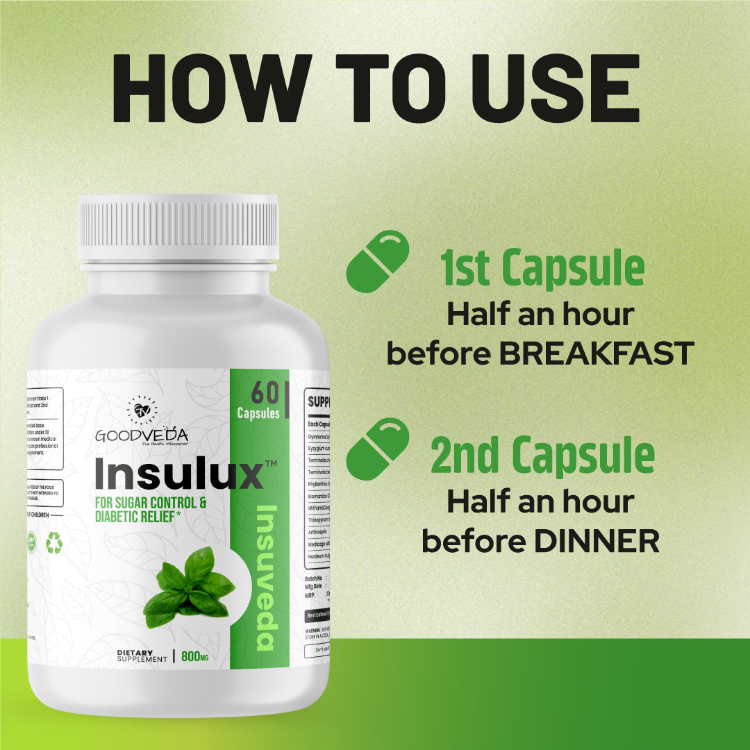 Insulux - Advanced Ayurvedic Formula for Blood Sugar Control. Best Results in Up to 80 Days