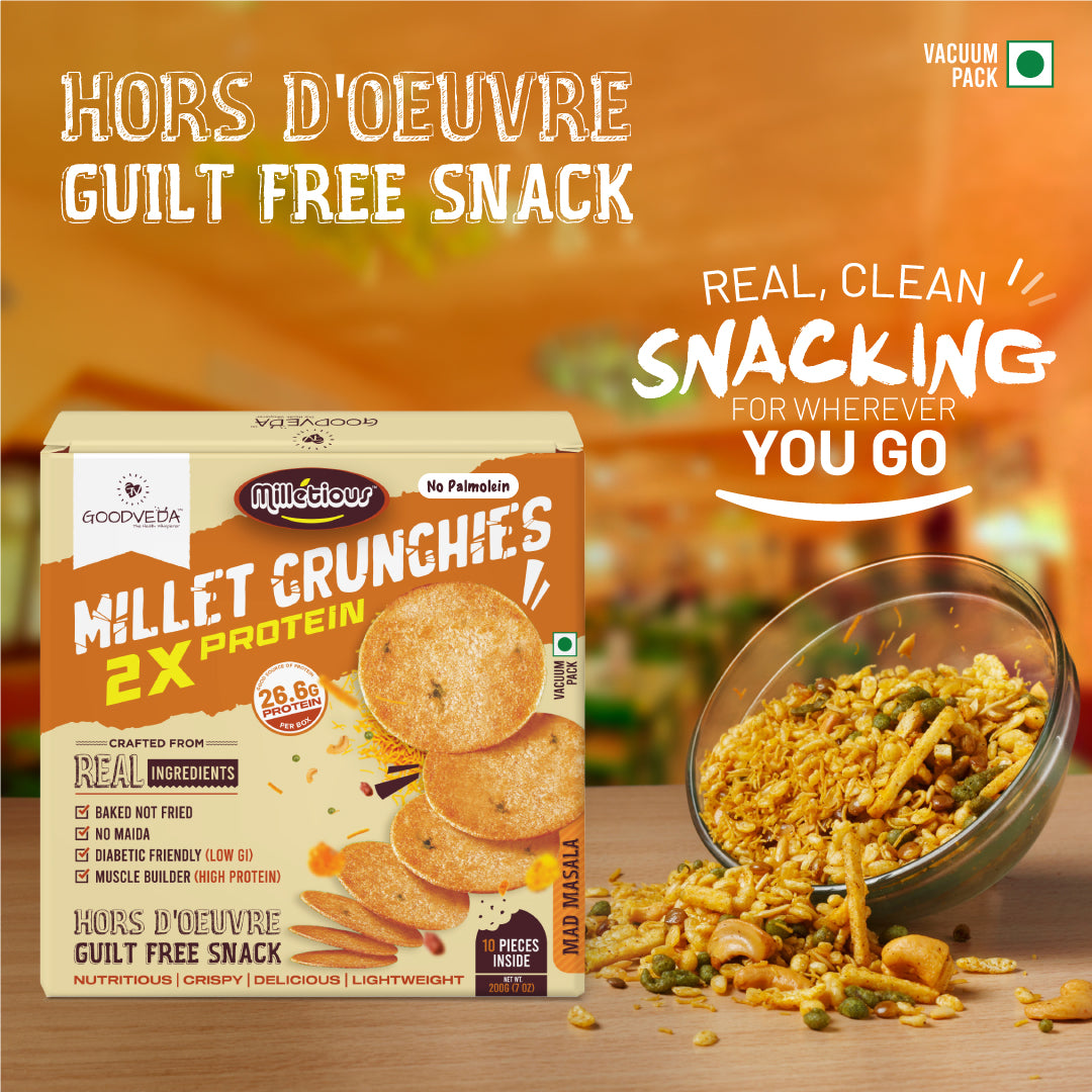 Mad Masala Flavor - Millet Crunchies The Ultimate Healthy Snack for Diabetic Support, Weight Management, and Gut Health