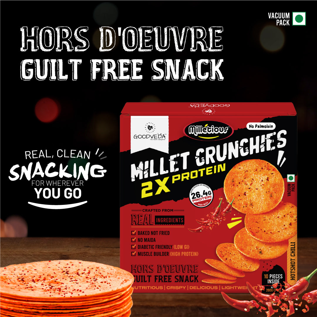 Hotshot Chili Flavor - Millet Crunchies The Ultimate Healthy Snack for Diabetic Support, Weight Management, and Gut Health.
