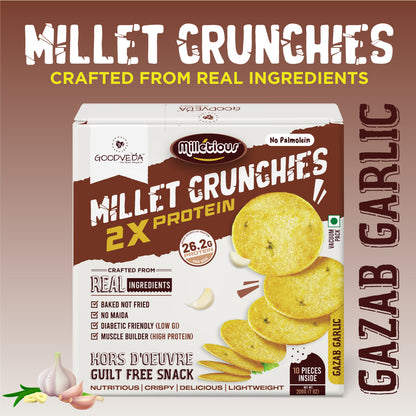 Gazab Garlic Flavor - Millet Crunchies The Ultimate Healthy Snack for Diabetic Support, Weight Management, and Gut Health.