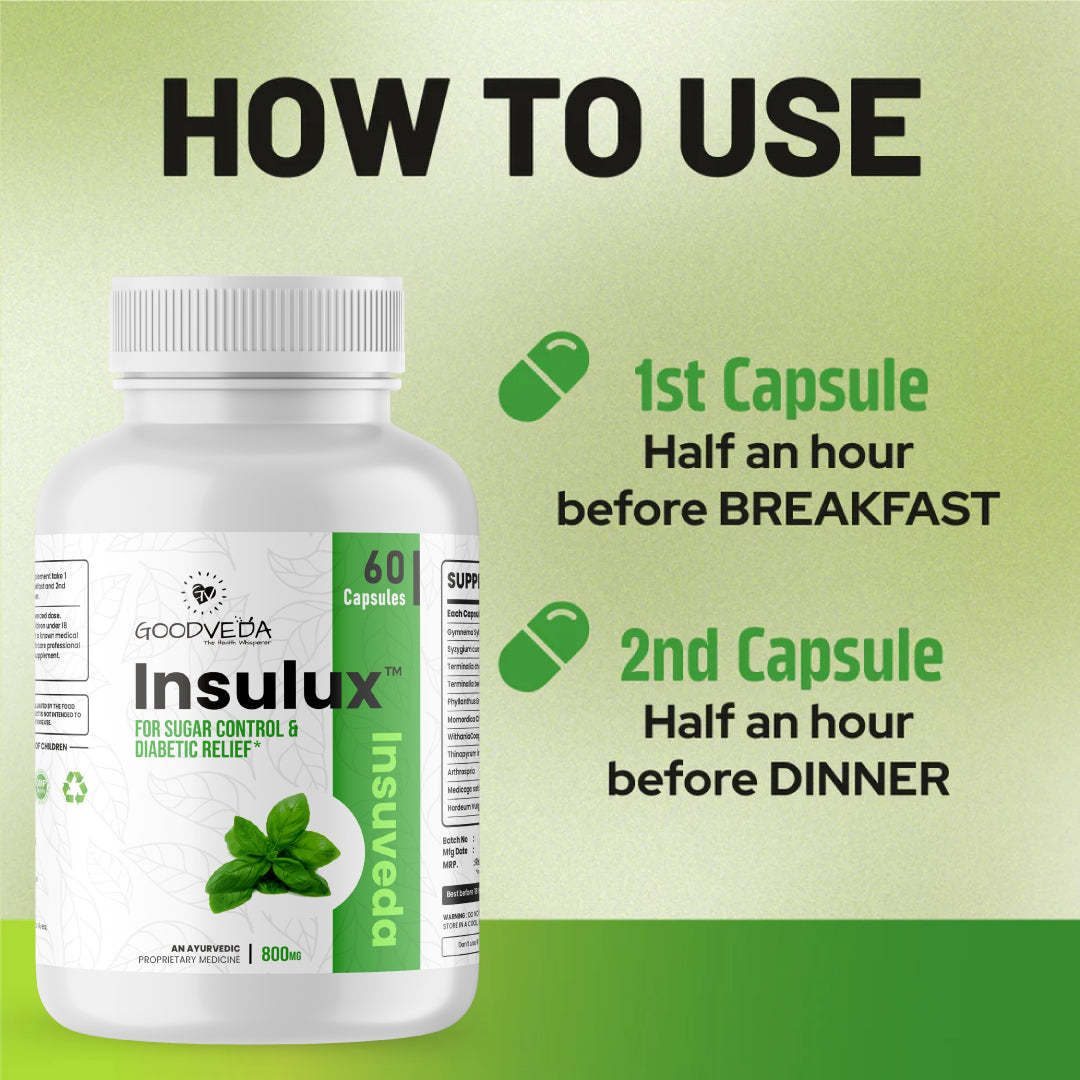Insulux - Advanced Ayurvedic Formula for Blood Sugar Control. Best Results in Up to 80 Days