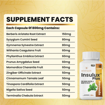 Insulux Plus | Renewed Ayurvedic Formula for Healthy Blood Sugar Support. Best Results in Up to 70 Days