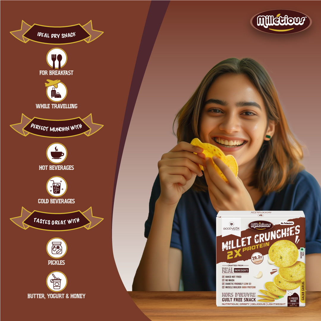 Gazab Garlic Flavor - Millet Crunchies The Ultimate Healthy Snack for Diabetic Support, Weight Management, and Gut Health.