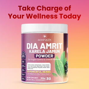Dia Amrit Karela Jamun Powder Ayurvedic Sugar Control Formula with 11 Potent Herbs