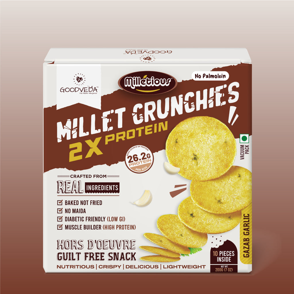 Gazab Garlic Flavor - Millet Crunchies The Ultimate Healthy Snack for Diabetic Support, Weight Management, and Gut Health.