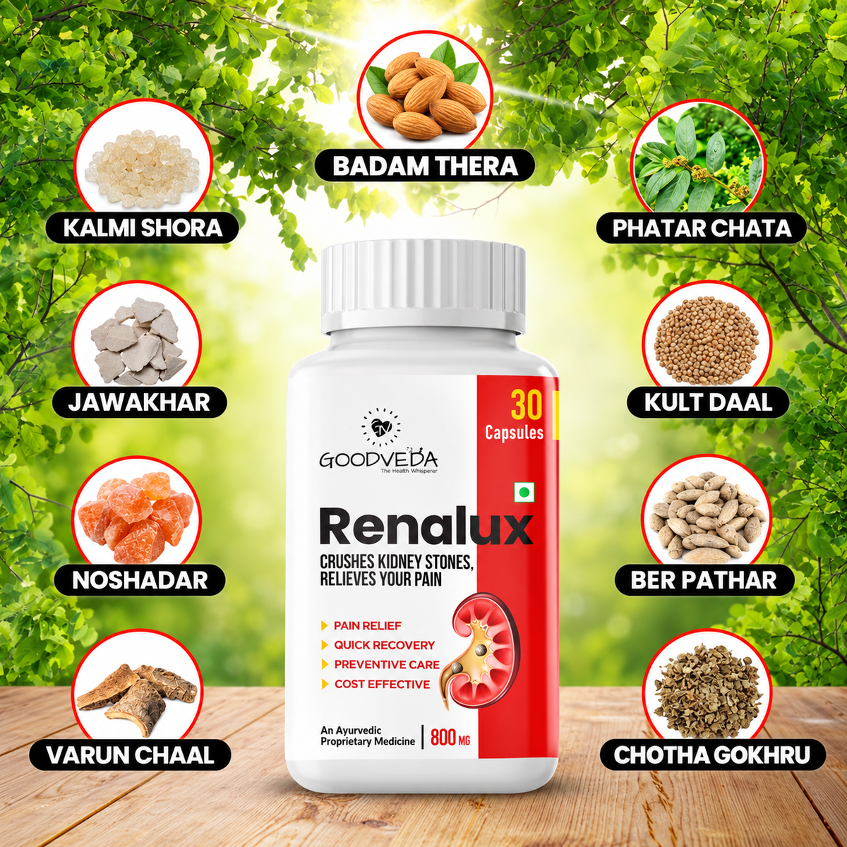 Renalux #1 ayurvedic formula for a stone free life, Naturally Best results in 45 days.