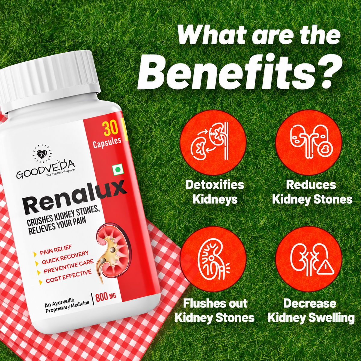 Renalux #1 ayurvedic formula for a stone free life, Naturally Best results in 45 days.